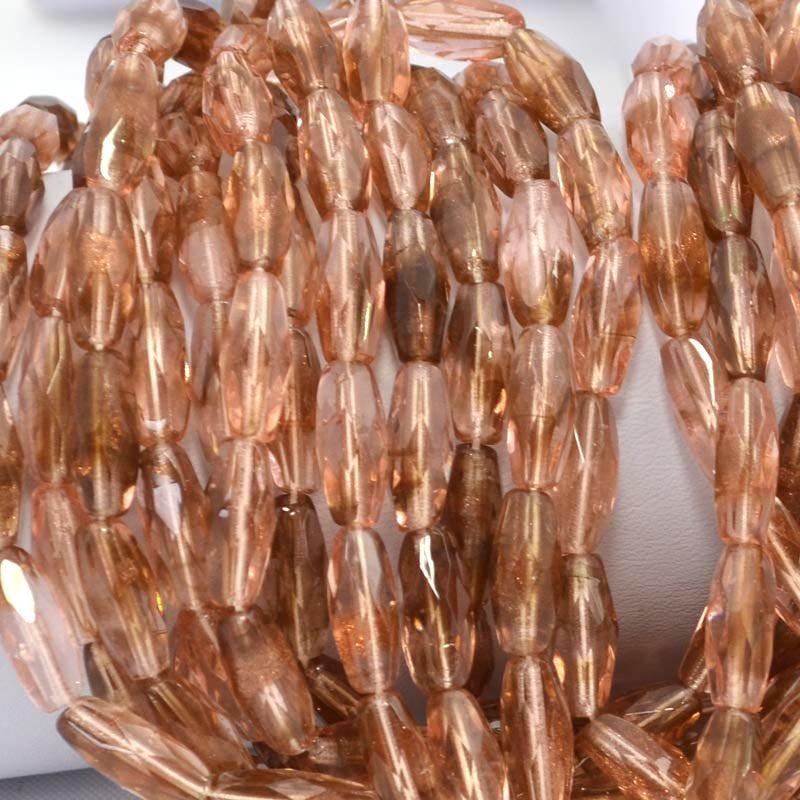 Fire Polish - 6x15mm - Spaghetti Oval - Shaded Rose Sparkle (25)