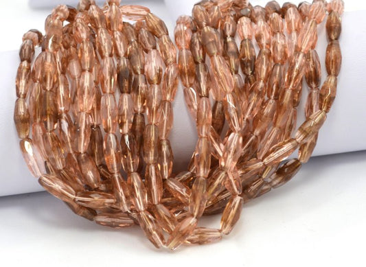 Fire Polish - 6x15mm - Spaghetti Oval - Shaded Rose Sparkle (25)