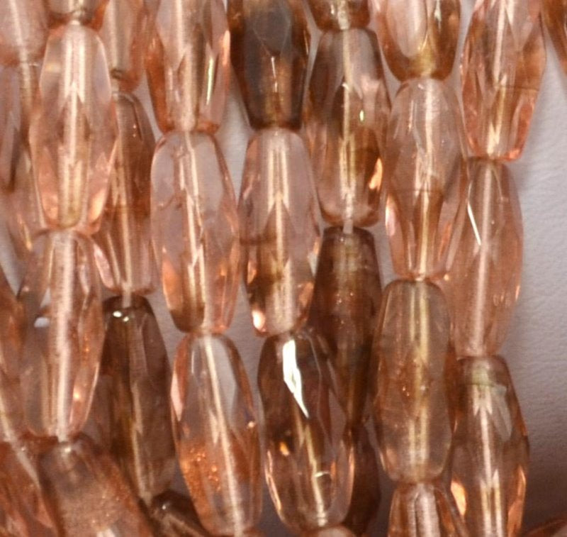 Fire Polish - 6x15mm - Spaghetti Oval - Shaded Rose Sparkle (25)