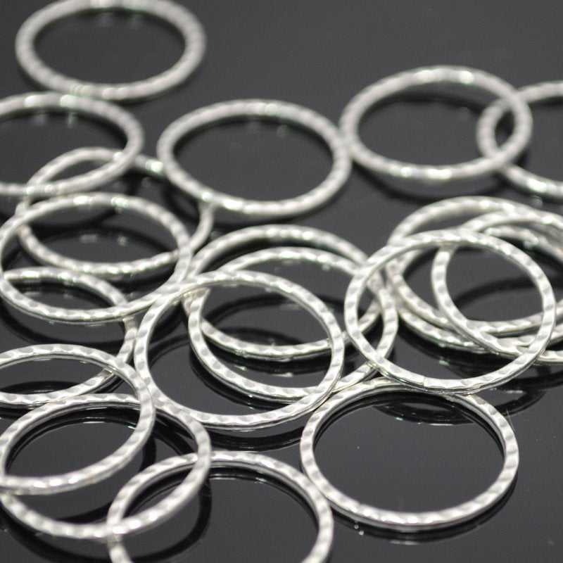 Link - 18mm Corrugated Circle Ring - Antiqued Sterling