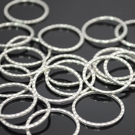 Link - 18mm Corrugated Circle Ring - Antiqued Sterling
