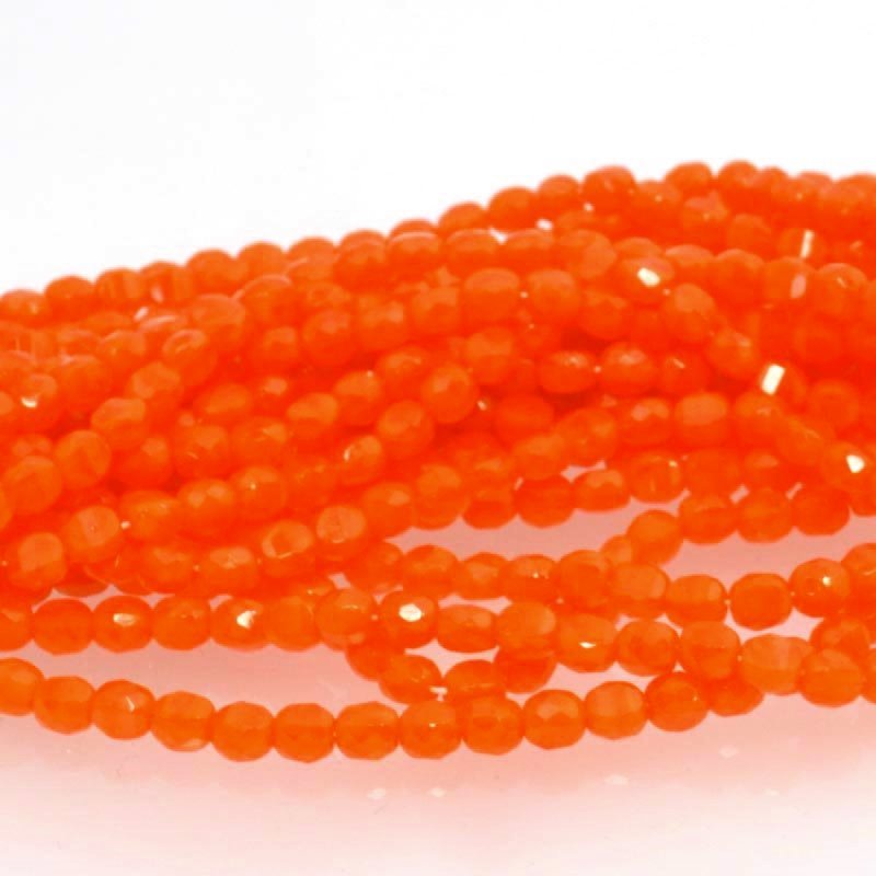 Fire Polish - 6mm - TwoWay Cut - Tangerine Opal (strand 25)