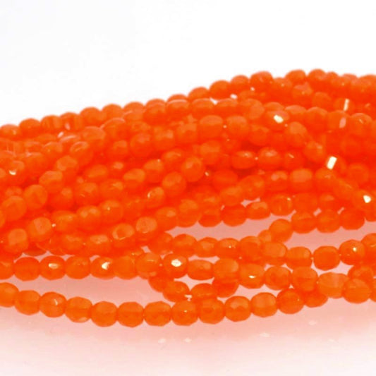 Fire Polish - 6mm - TwoWay Cut - Tangerine Opal (strand 25)