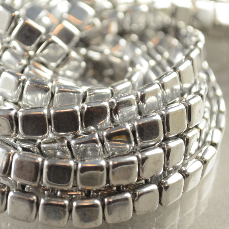 Czechmates Tiles - 6mm - Metallic Silver (50)