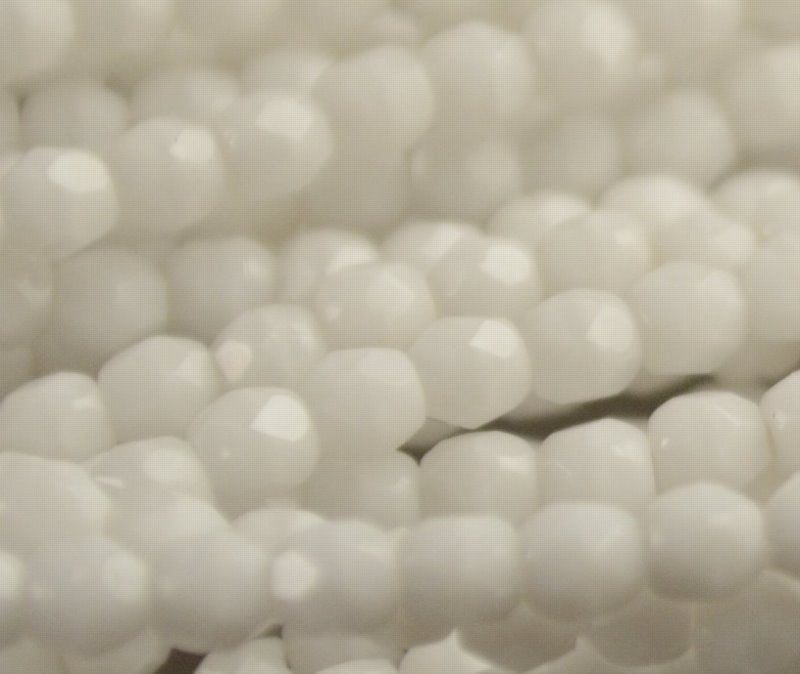 Fire Polish Faceted Round - 3mm - Opaque White (100)