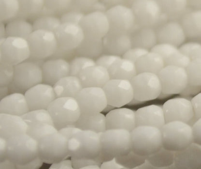 Fire Polish Faceted Round - 3mm - Opaque White (100)