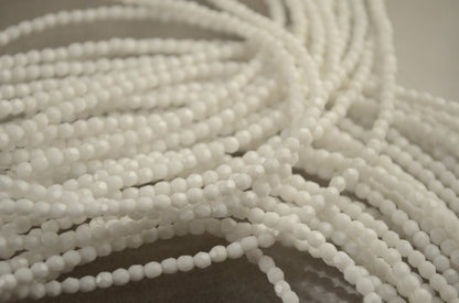 Fire Polish Faceted Round - 3mm - Opaque White (100)