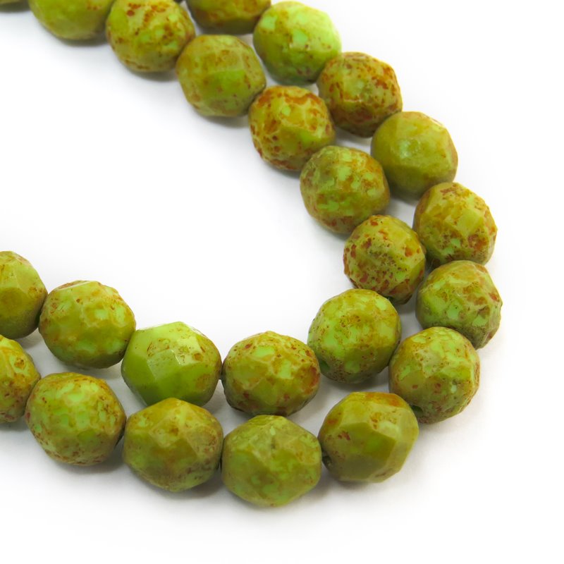 Fire Polish Faceted Round - 8mm - Dried Peas (25)