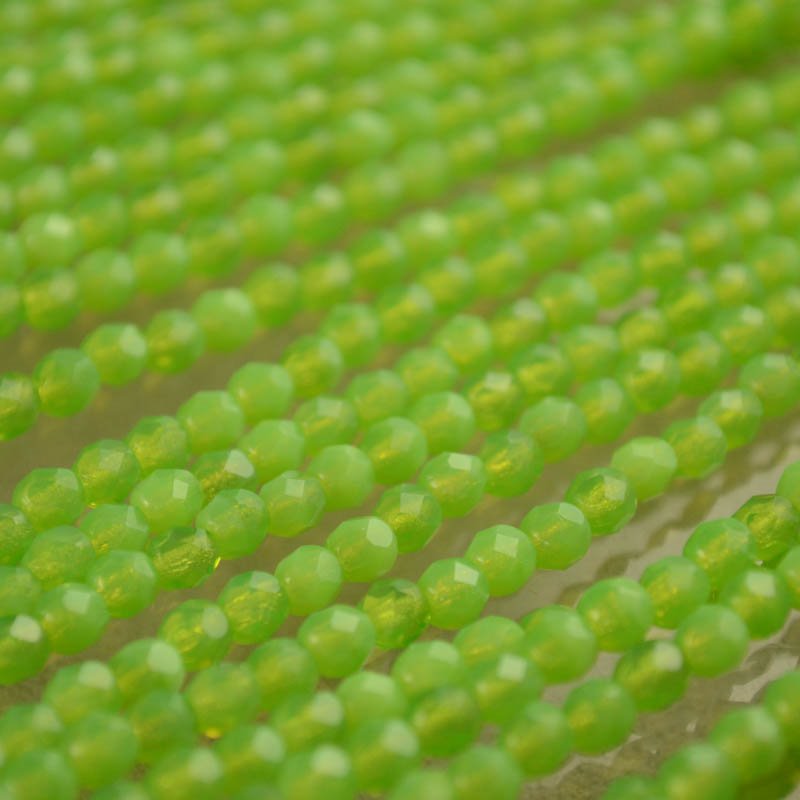 Fire Polish Faceted Round - 4mm - Milky Dark Peridot (50)