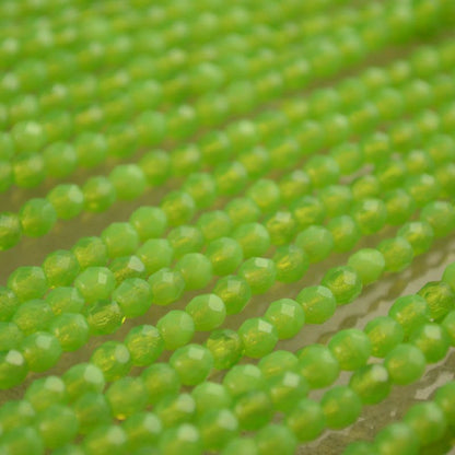 Fire Polish Faceted Round - 4mm - Milky Dark Peridot (50)