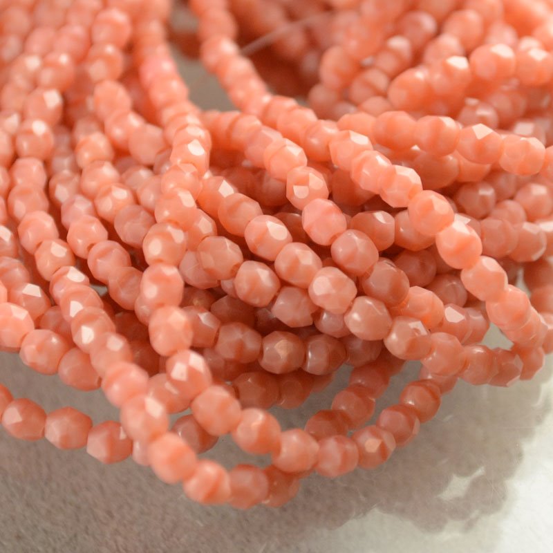 Fire Polish Faceted Round - 3mm - Dusty Coral (strand)