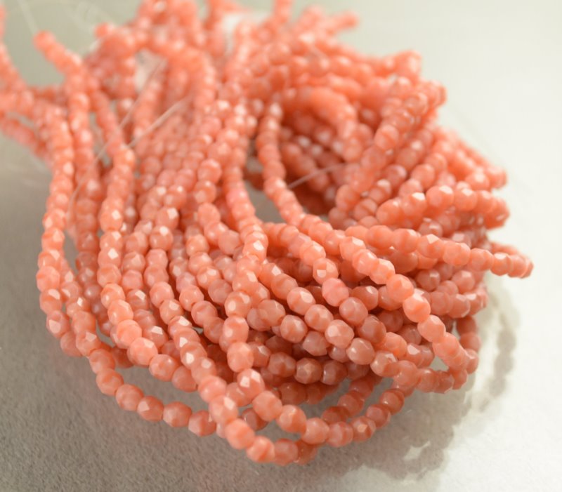 Fire Polish Faceted Round - 3mm - Dusty Coral (strand)