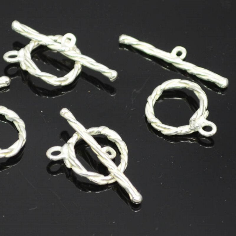 Toggle Clasp -  Twisted Twine - Silverplated