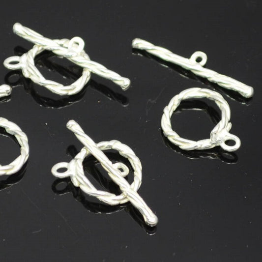 Toggle Clasp -  Twisted Twine - Silverplated