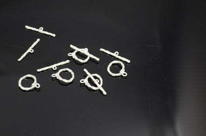 Toggle Clasp -  Twisted Twine - Silverplated
