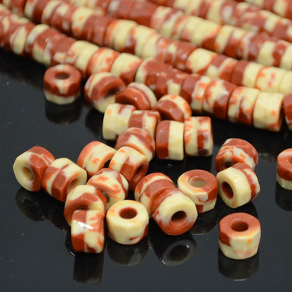 Fire Polish - 8x6mm - Tri-Cut Roller Beads - Hazel Cream (strand 25)