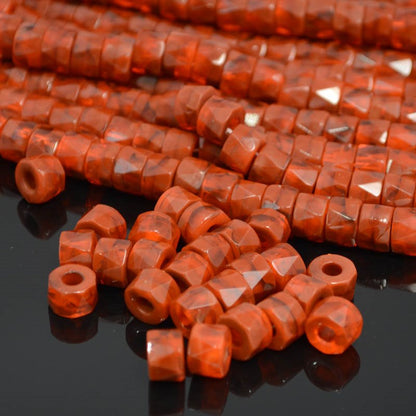 Fire Polish - 8x6mm - Tri-Cut Roller Beads - Hyacinth Brown (strand 25)