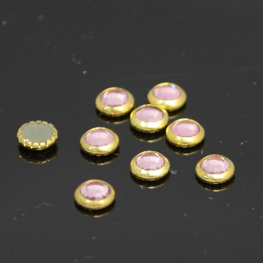 Swarovski HotFix Rhinestone -  Flatback in Bezel (2013) - Light Rose - Gold (72)