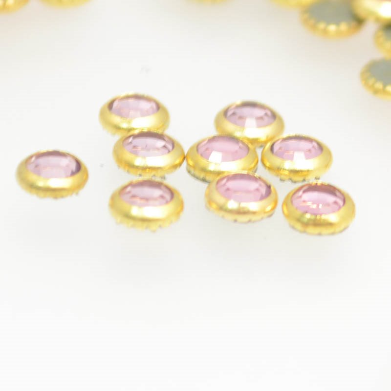 Swarovski HotFix Rhinestone -  Flatback in Bezel (2013) - Light Rose - Gold (72)