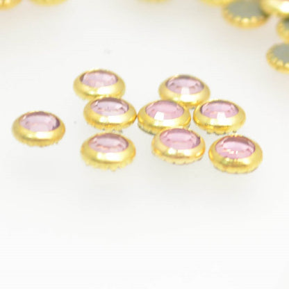 Swarovski HotFix Rhinestone -  Flatback in Bezel (2013) - Light Rose - Gold (72)