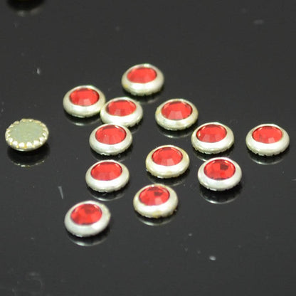 Swarovski HotFix Rhinestone -  Flatback in Bezel (2013) - Light Siam - Silver (7