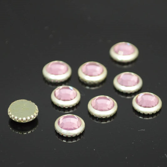Swarovski HotFix Rhinestone -  Flatback in Bezel (2013) - Light Rose - Silver (1