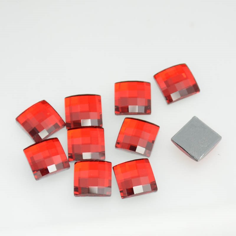 Swarovski HotFix Rhinestone - 10mm Chessboard Flatback (2493) - Light Siam