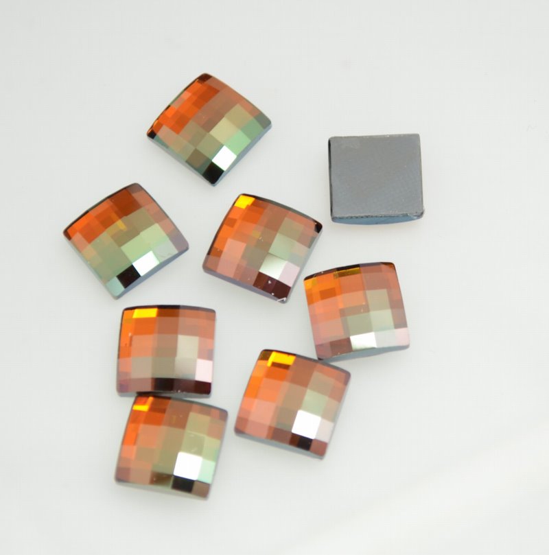 Swarovski HotFix Rhinestone - 12mm Chessboard Flatback (2493) - Crystal Copper