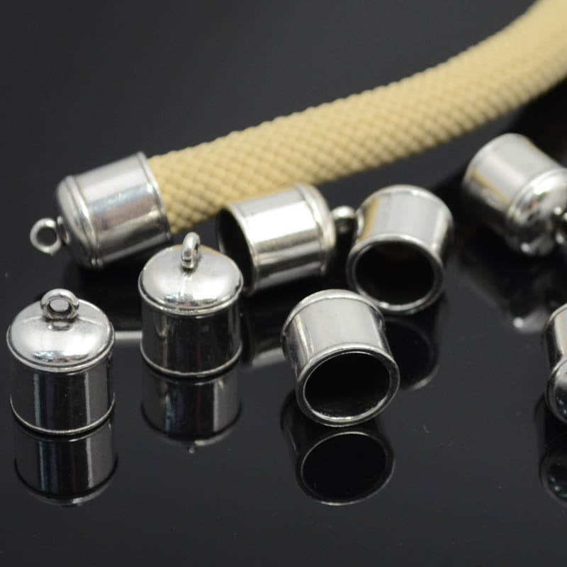 Findings - 10mm Round - 10mm Simple End Cap - Antiqued Silver