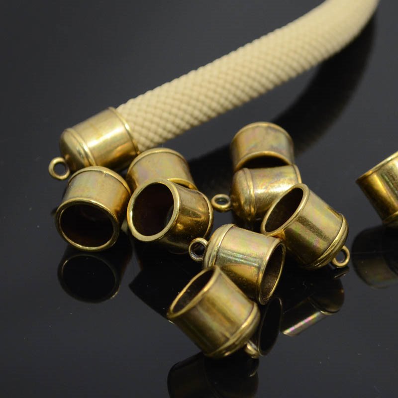 Findings - 10mm Round - 10mm Simple End Cap - Antiqued Brass