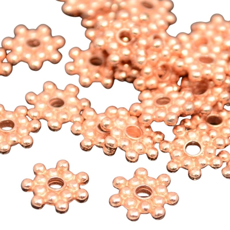 Metal Beads - 12mm - Daisy Spacers - Bright Copper (10g)