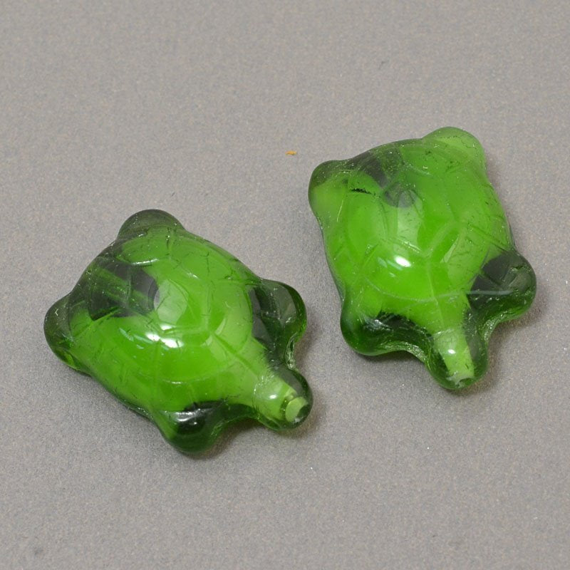 Glass Bead Turtle - Dark Peridot Cloud (5)