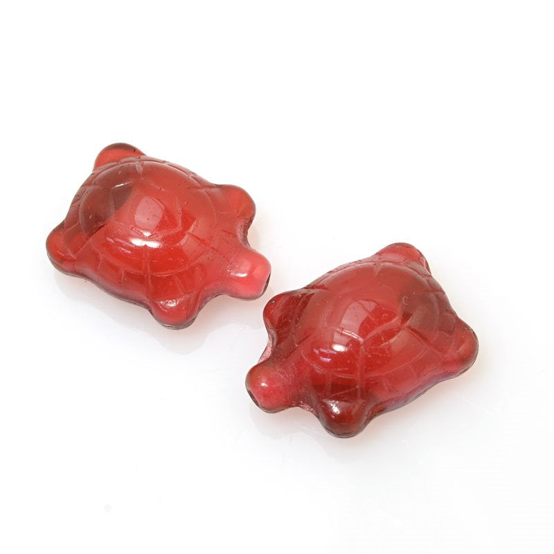 Glass Bead Turtle - Rose Red Cloud (5)