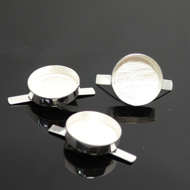 Bezels - 20mm - Tabbed Round - Silver Plated