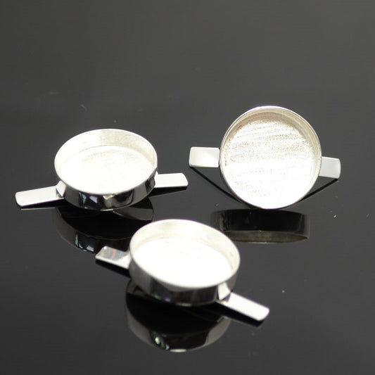 Bezels - 20mm - Tabbed Round - Silver Plated