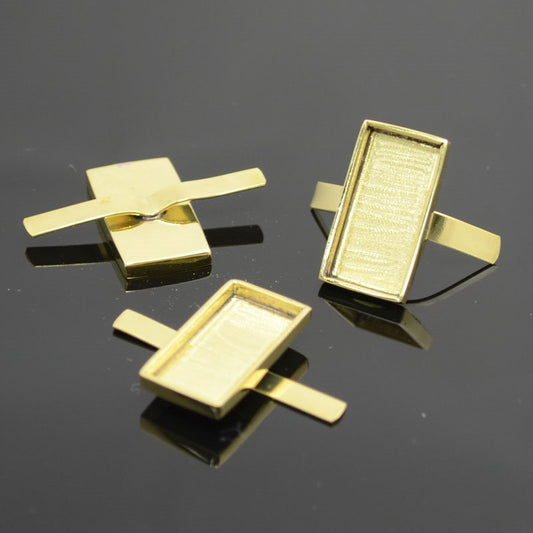 Bezels - 13x23mm - Tabbed Rectangle - Bright Brass