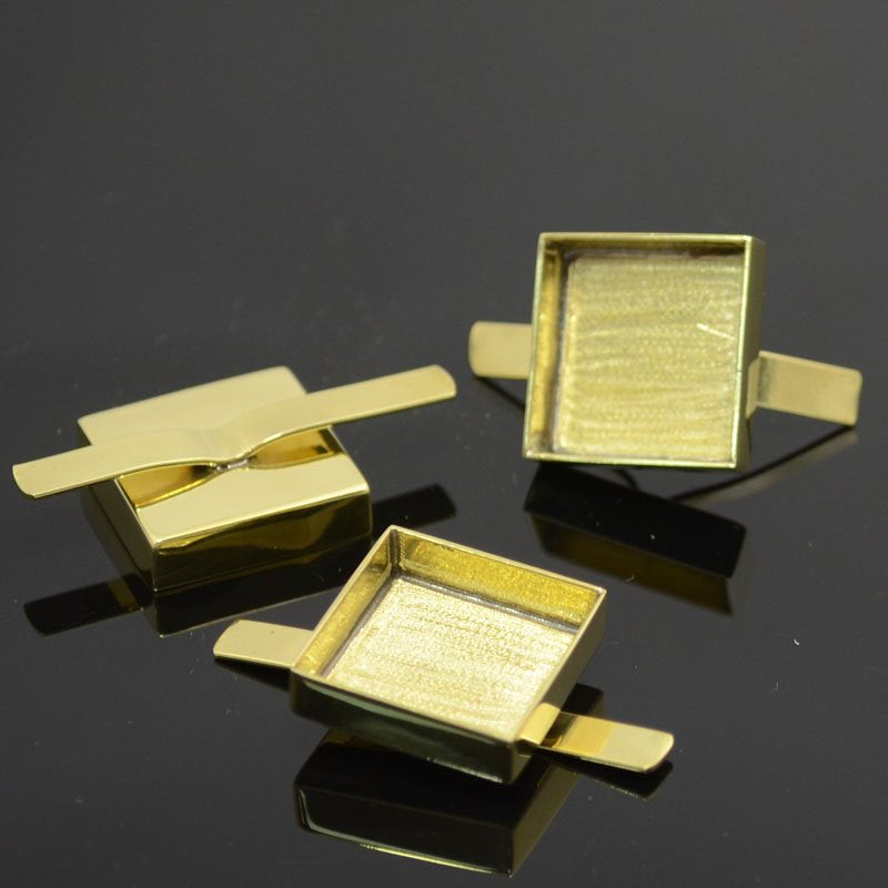 Bezels - ID 16mm - Deep Tabbed Square - Bright Brass