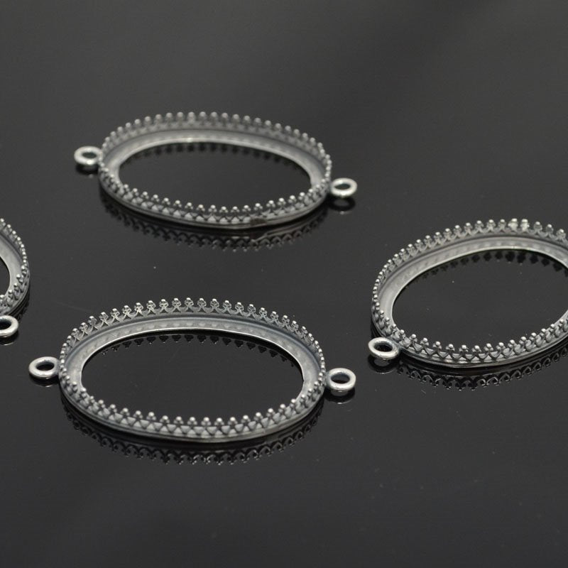 30x40 Gallery Oval Bezel   Ant Silver Each