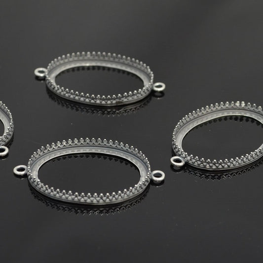 30x40 Gallery Oval Bezel   Ant Silver Each