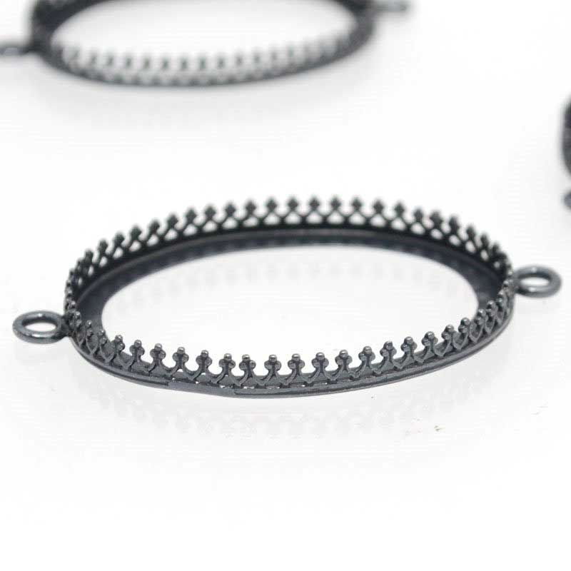 30x40 Gallery Oval Bezel   Gunmetal Each