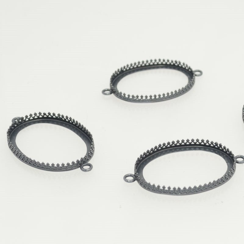 30x40 Gallery Oval Bezel   Gunmetal Each