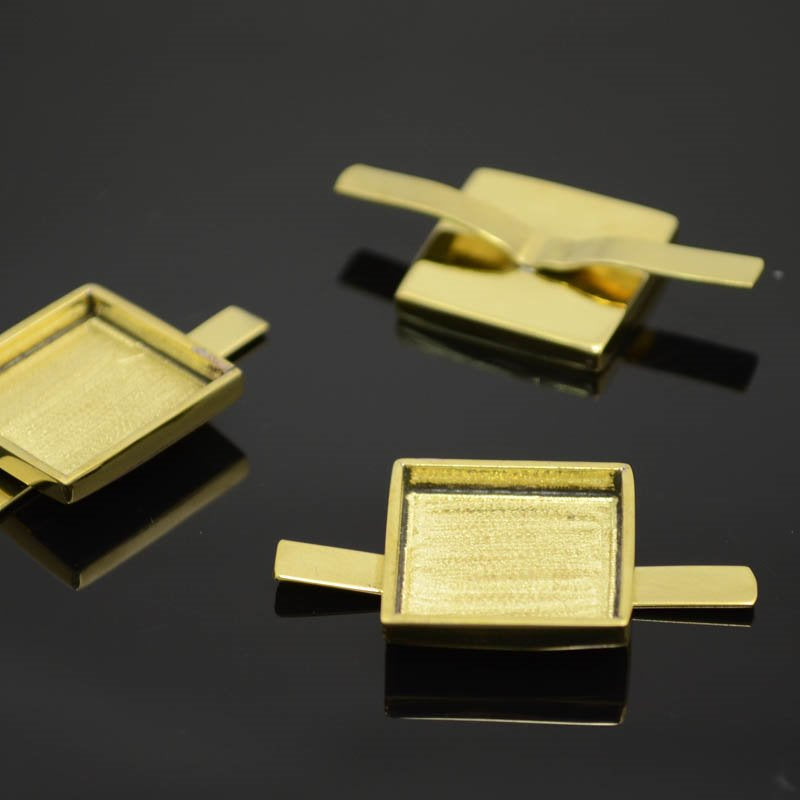 Bezels - ID 16mm - Shallow Tabbed Square - Bright Brass