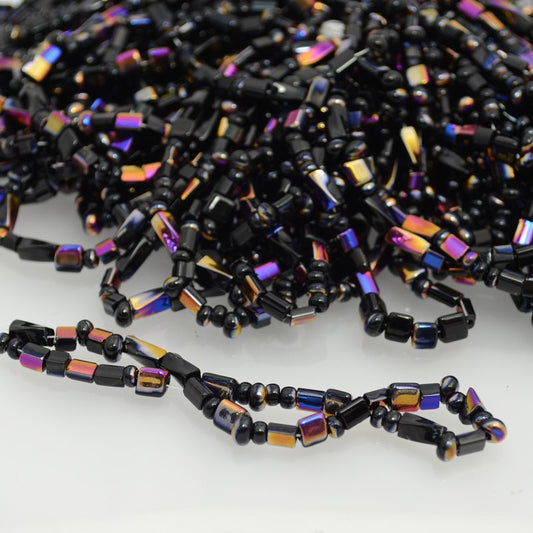 Bead Mix -  Rocailles and Tubes - Jet Sliperit (strand)
