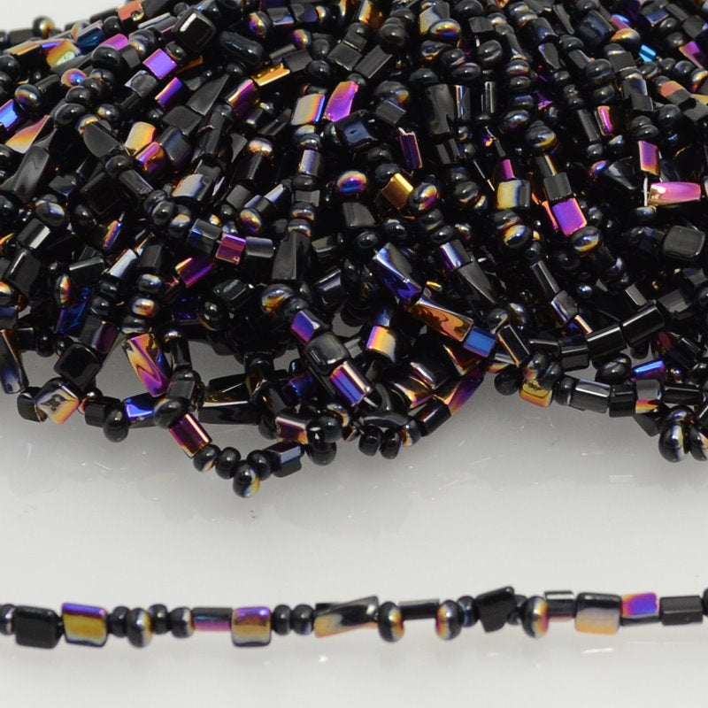 Bead Mix -  Rocailles and Tubes - Jet Sliperit (strand)