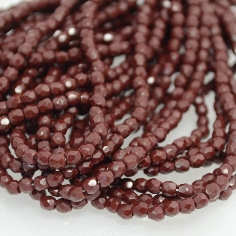 Fire Polish Faceted Round - 3mm - Dark Chocolate (100)