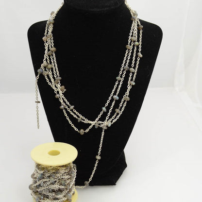 Gemstone Chain -  Faceted Stone - Rose Quartz / Gold Plated (foot)