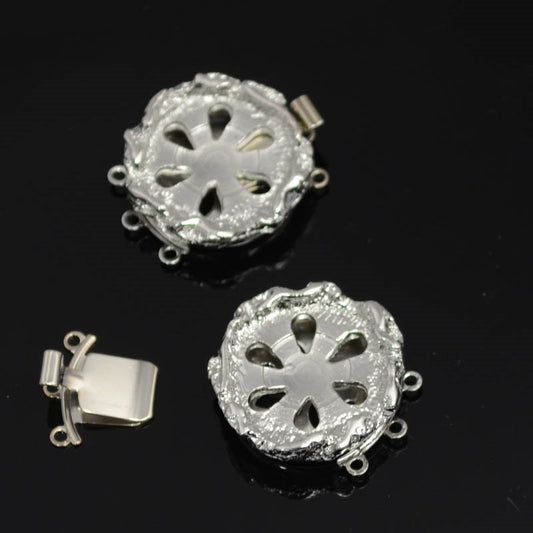 Box Clasp Rotunda - Add Cabochon - Rhodium Plated