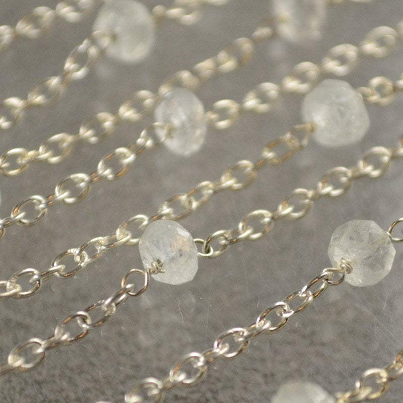 Gemstone Chain - 7x4mm Faceted Rondelle Donuts - Rocky Crystal Quartz (foot)