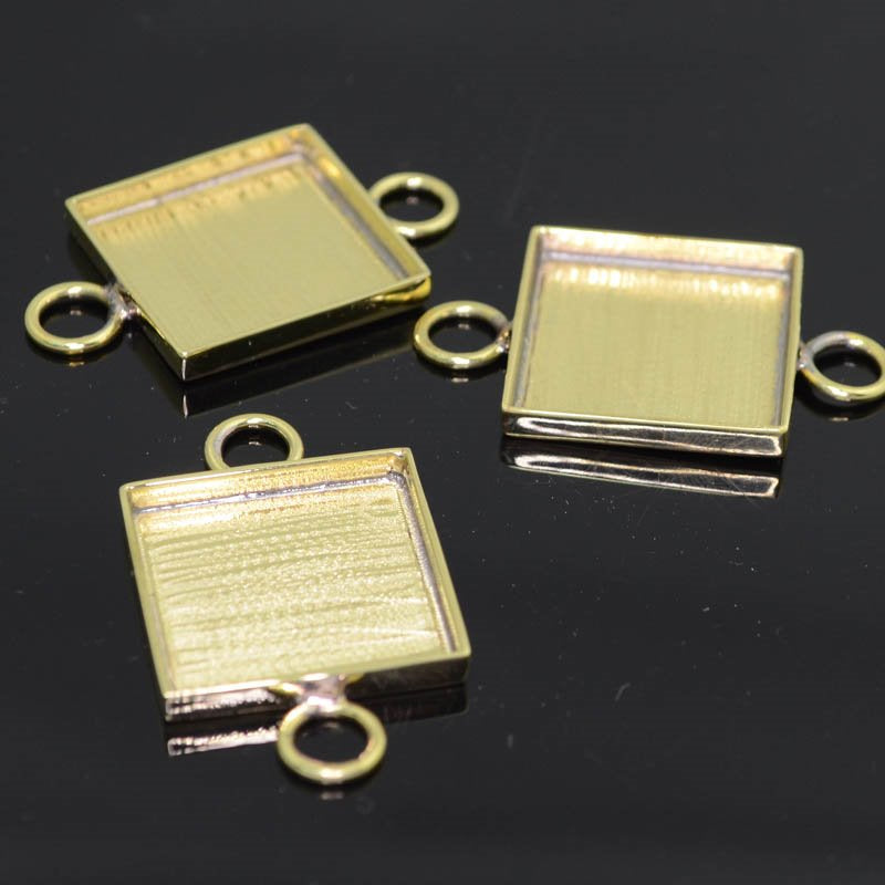 Resin Bezel Tray - ID 19mm Square Link - Bright Brass