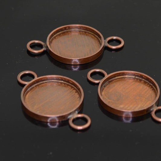 Findings - ID 19mm - Round Bezel Link - Antiqued Copper